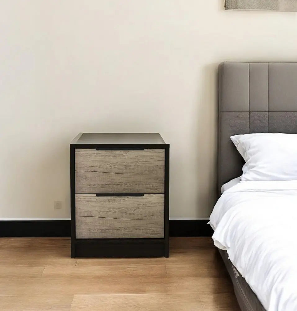 19" Wood Two Drawer Nightstand HomeRoots