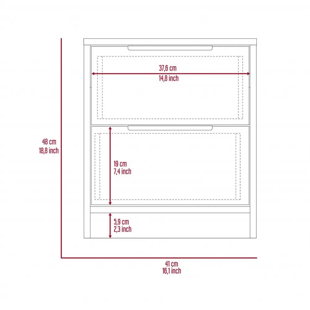 19" Wood Two Drawer Nightstand HomeRoots