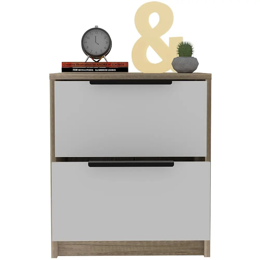 19" Wood Two Drawer Nightstand HomeRoots