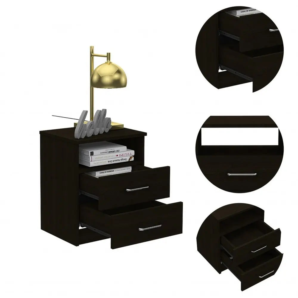 20" Wood Two Drawer Nightstand HomeRoots