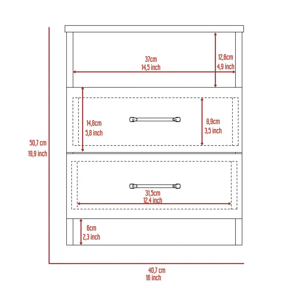 20" Wood Two Drawer Nightstand HomeRoots