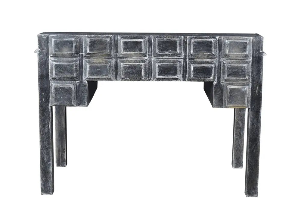 46" Black Solid Wood Writing Desk With Seven Drawers - NOBLE HOME INTERIORS