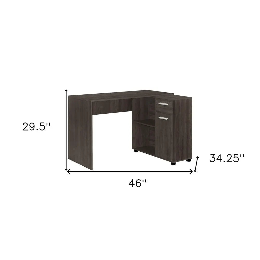 46" Brown Wood L Shape Computer Desk - NOBLE HOME INTERIORS