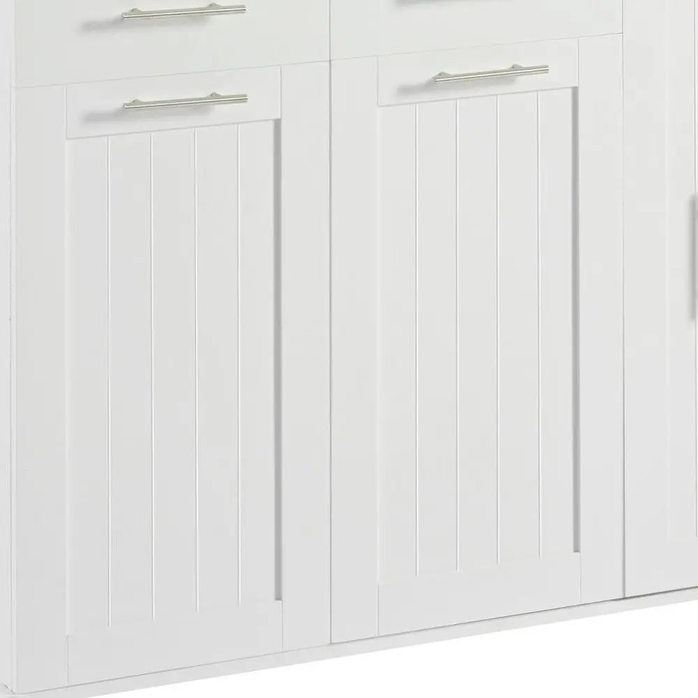 46" White Wood Barn Door Rolling Kitchen Island With Storage - NOVA HOME FURNITURE