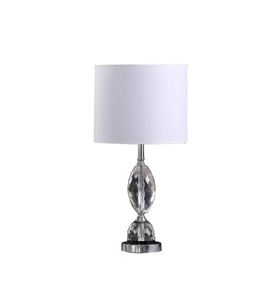 24" Silver Crystal Standard Table Lamp With White Shade HomeRoots