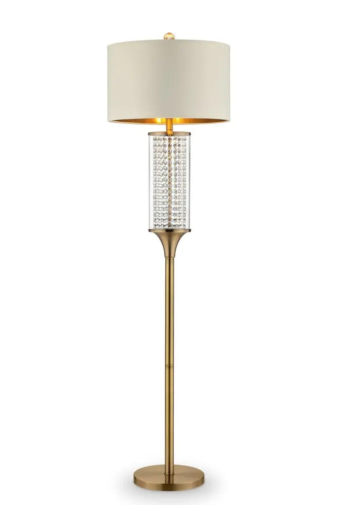 62" Gold Column Floor Lamp With Off White Metal Drum Shade HomeRoots