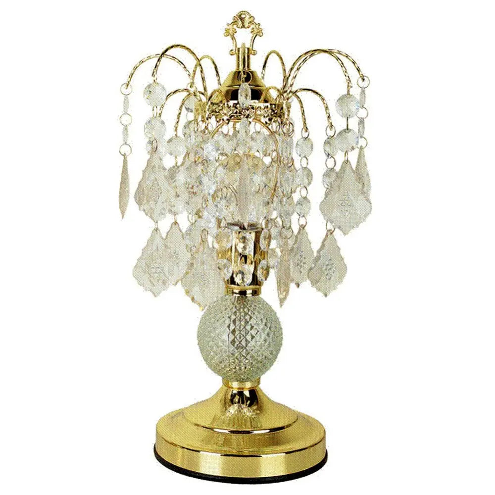 15" Gold And Faux Crystals Chandelier Style Table Lamp HomeRoots