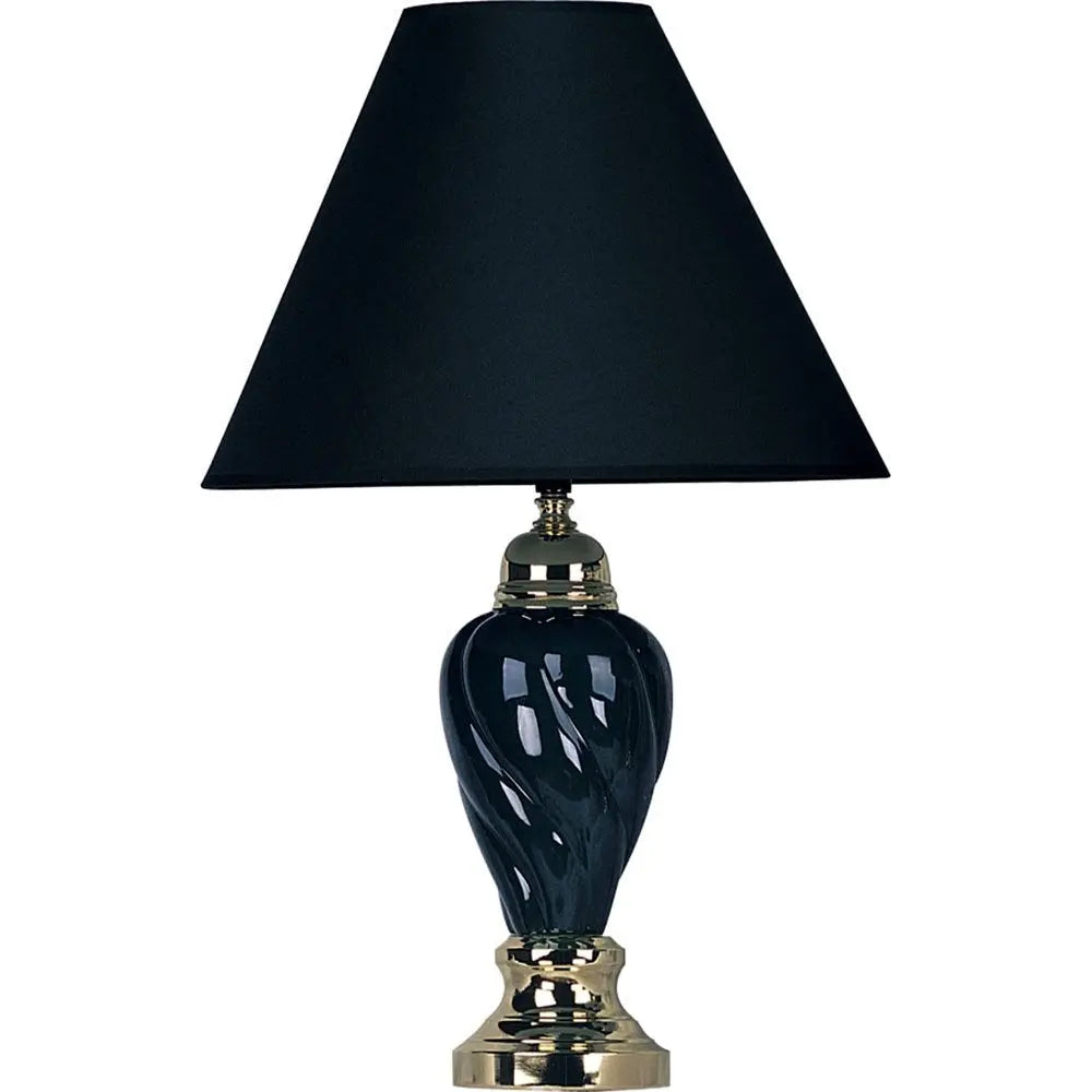 Gold and Navy Blue Table Lamp with Navy Blue Shade HomeRoots