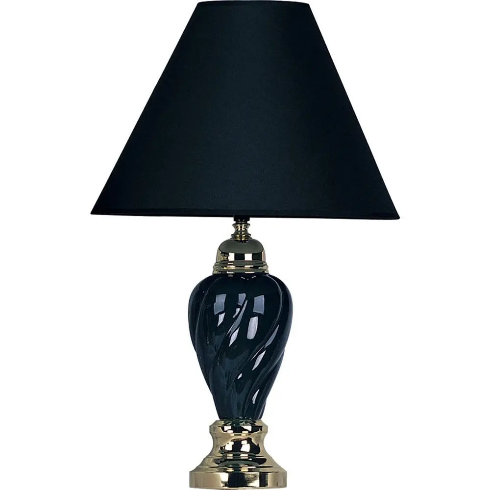 Gold and Navy Blue Table Lamp with Navy Blue Shade HomeRoots