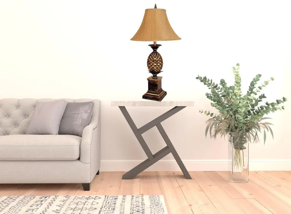 32" Gold Metal Pineapple Table Lamp With Gold Classic Empire Shade HomeRoots