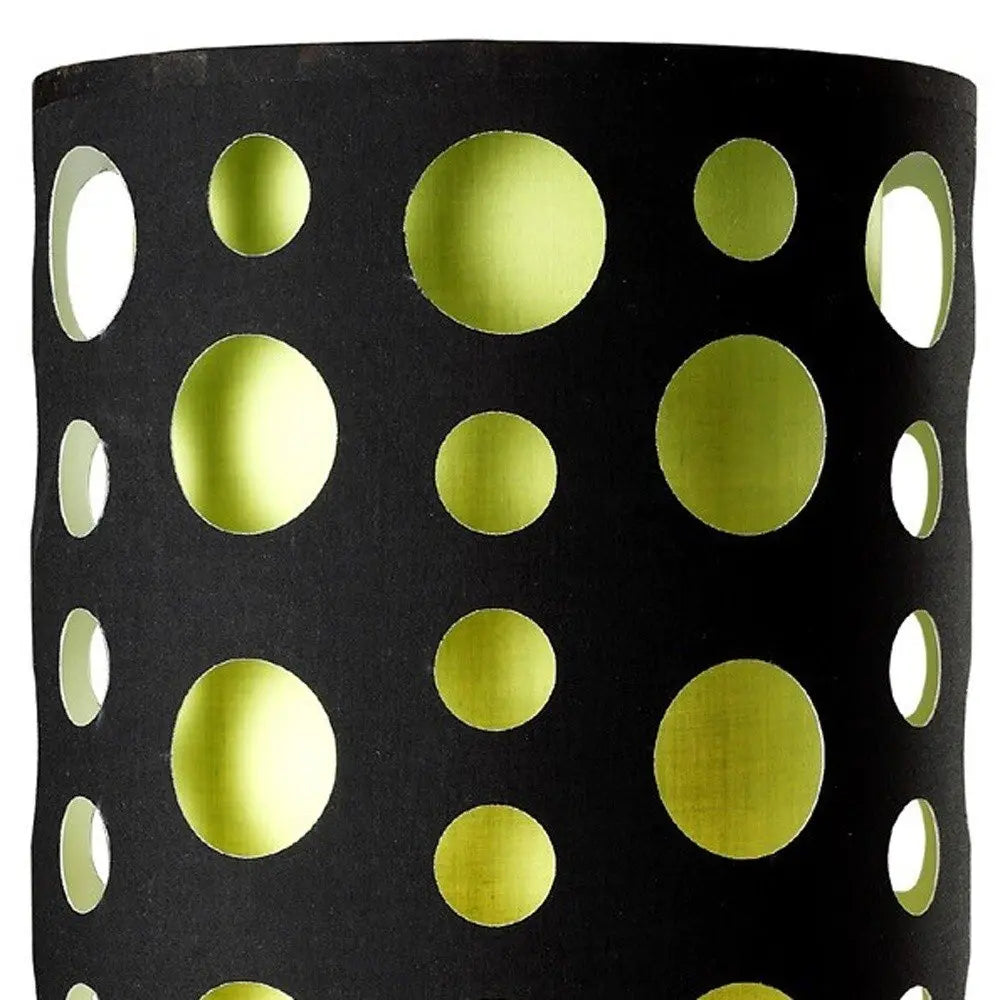 33" Silver Metal Mod Table Lamp With Black And Green Drum Shade HomeRoots