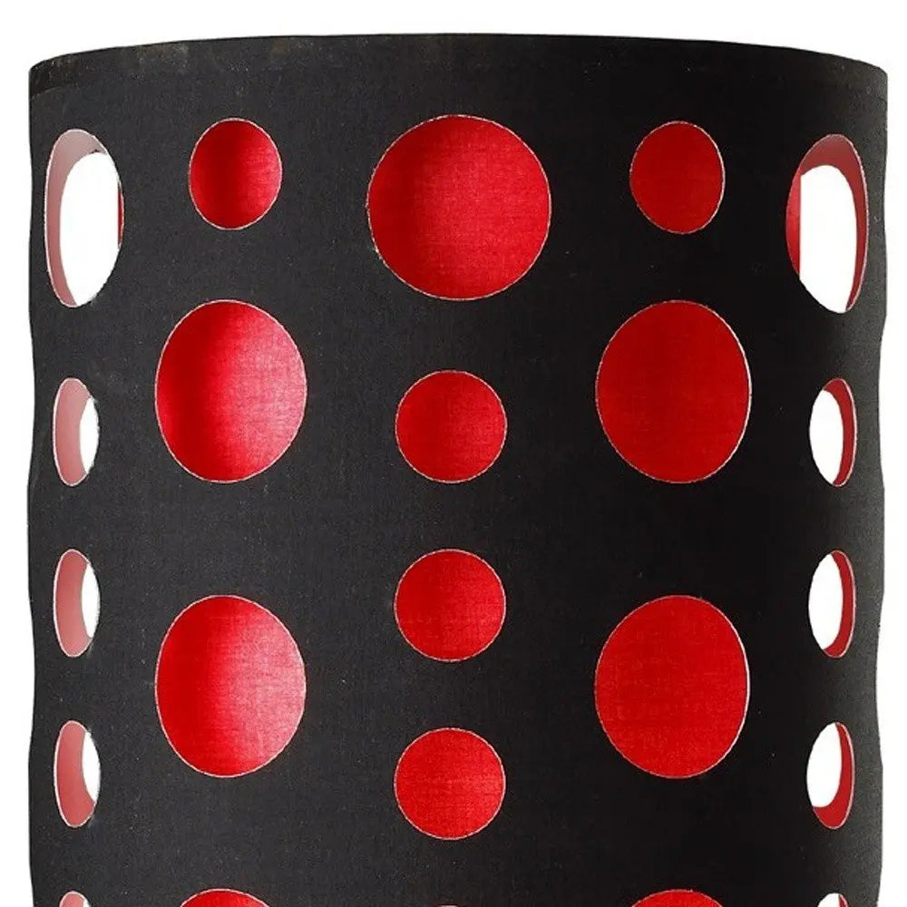 33" Steel Mod Table Lamp With Black And Red Drum Shade HomeRoots