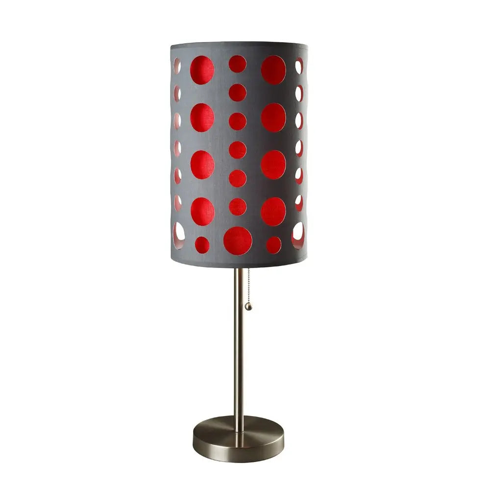 33" Gray and Red Mod Dot Novelty Table Lamp HomeRoots