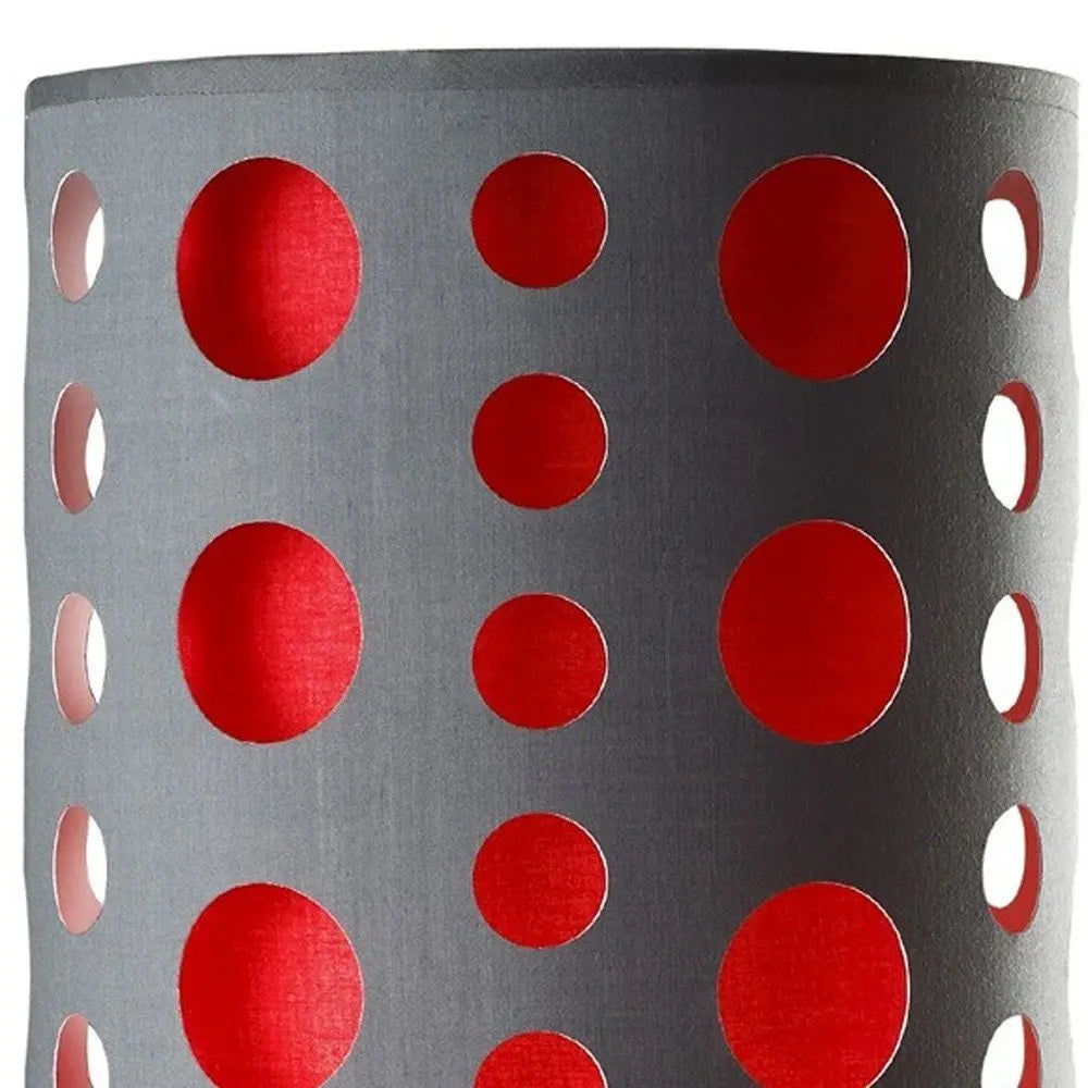 33" Gray and Red Mod Dot Novelty Table Lamp HomeRoots