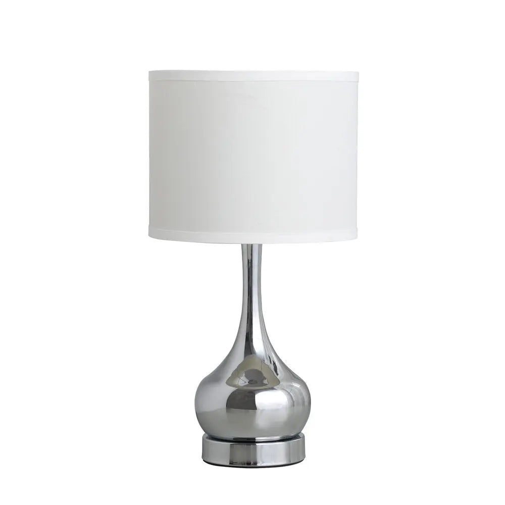 19" Silver Bedside Table Lamp With White Drum Shade HomeRoots