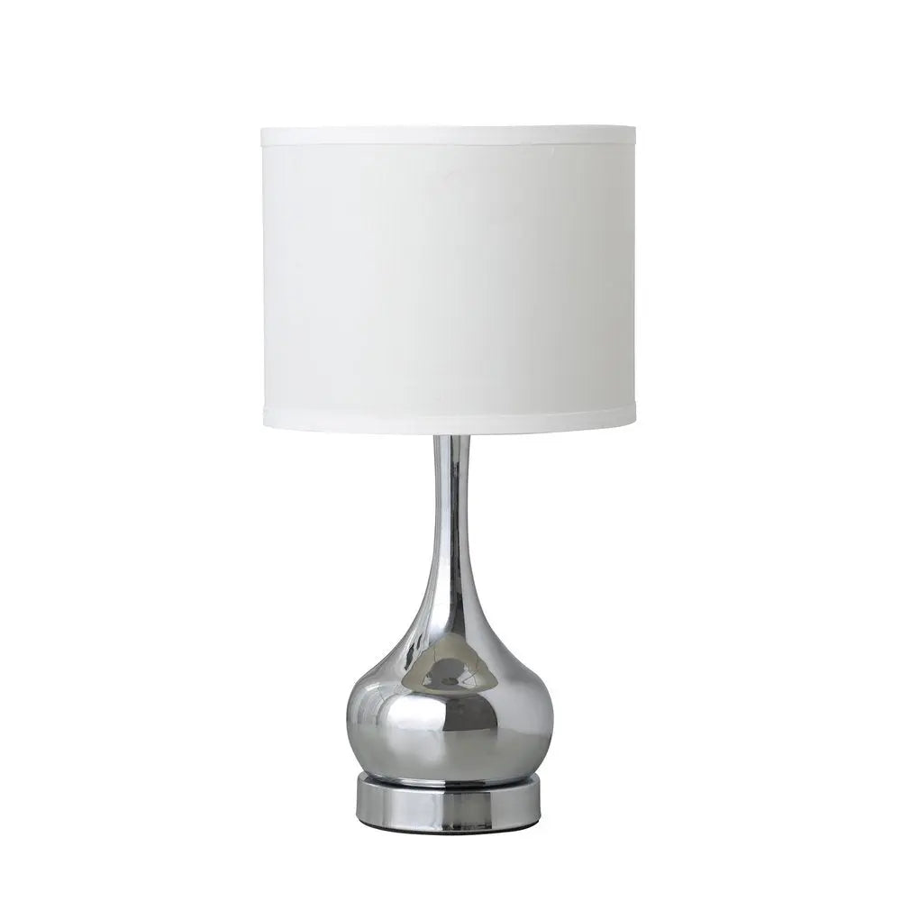 19" Silver Bedside Table Lamp With White Drum Shade HomeRoots