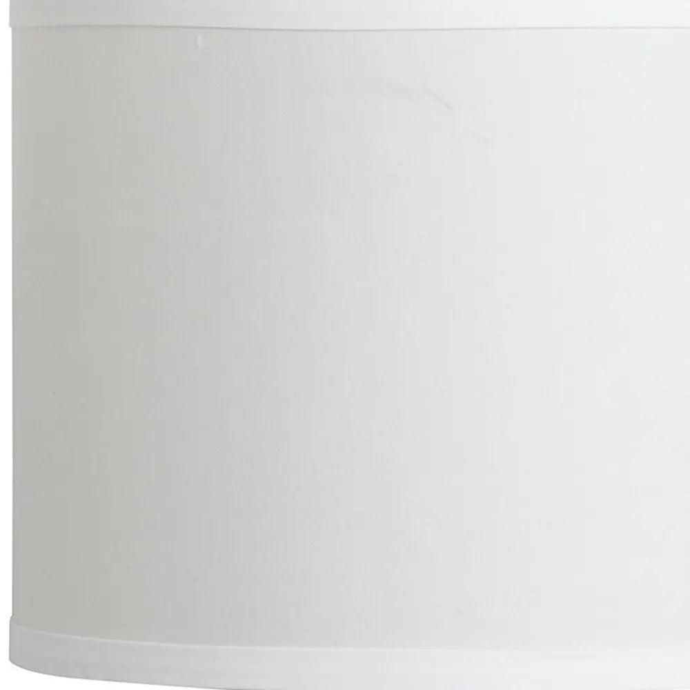 19" Silver Bedside Table Lamp With White Drum Shade HomeRoots