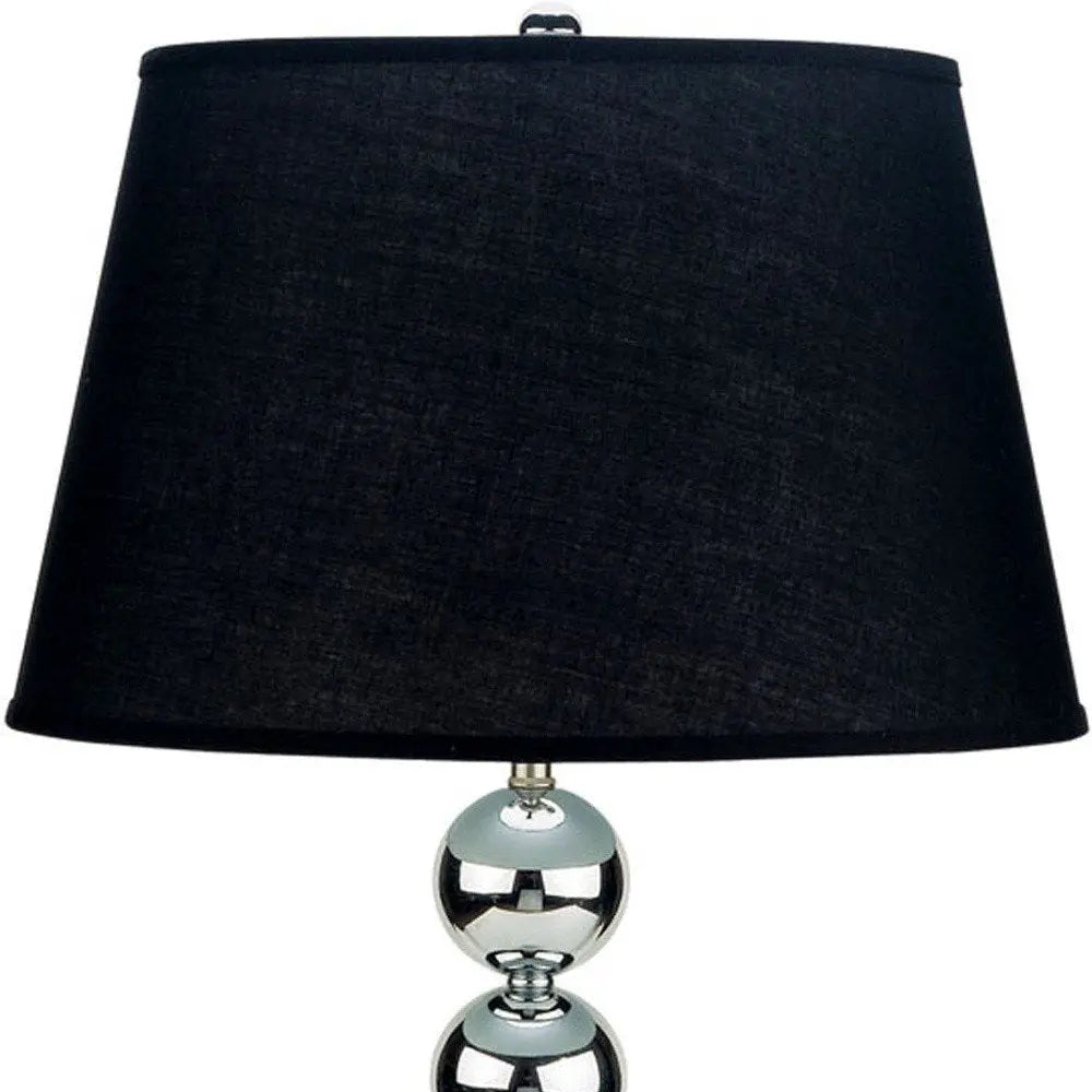 Silver Bauble Table Lamp with Black Shade HomeRoots