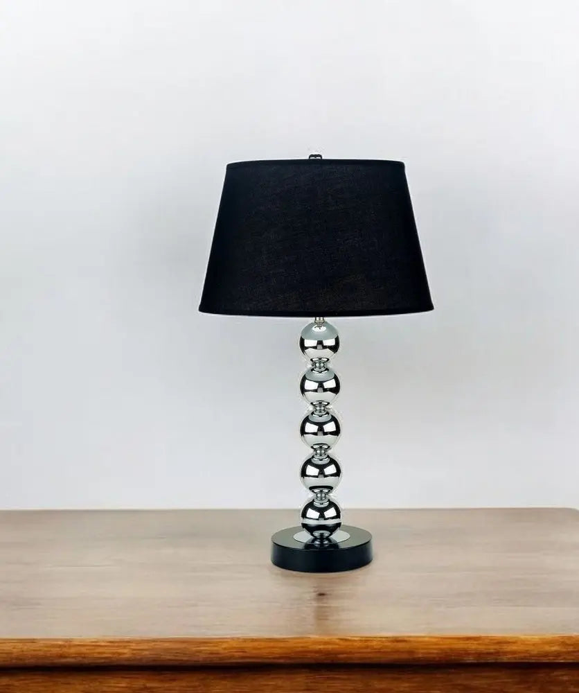 Silver Bauble Table Lamp with Black Shade HomeRoots