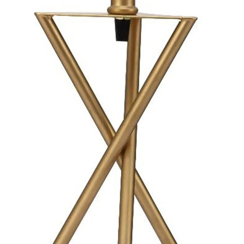 Contemporary Gold Geo Table Lamp with White Shade HomeRoots