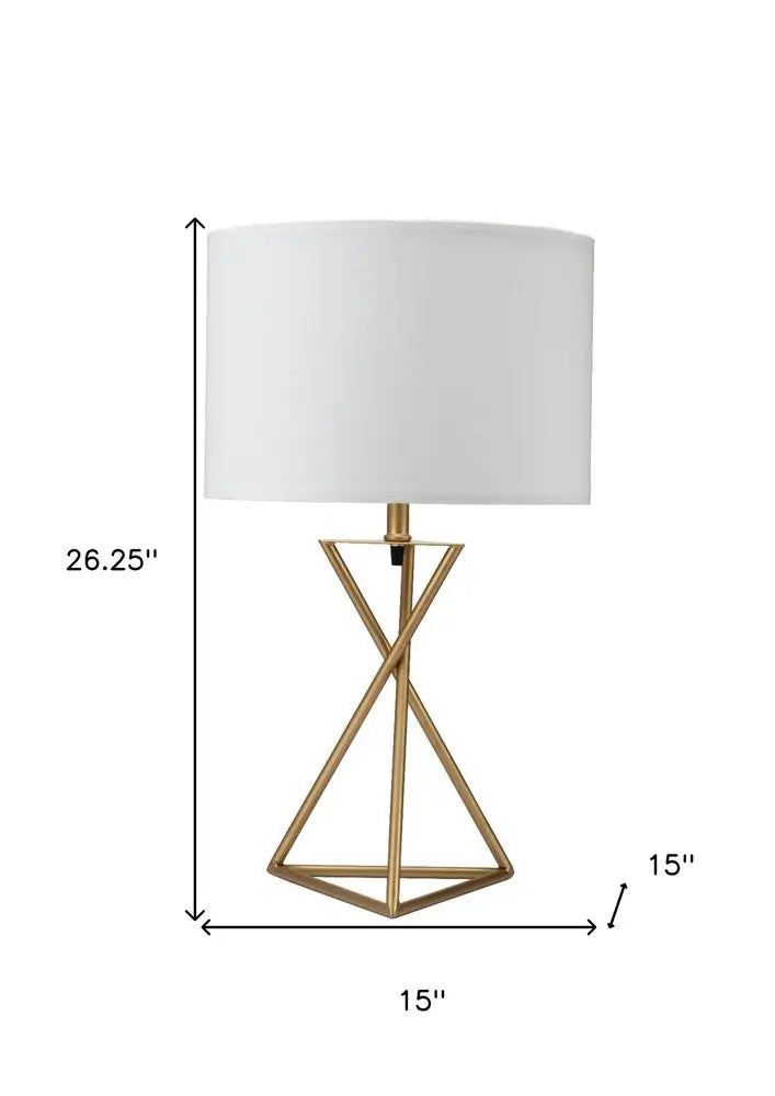 Contemporary Gold Geo Table Lamp with White Shade HomeRoots