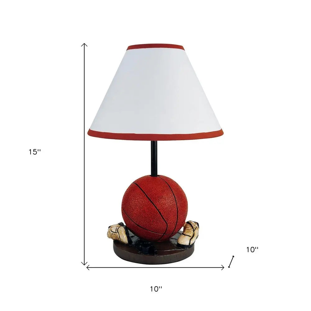 15" Orange Bedside Table Lamp With White Shade HomeRoots