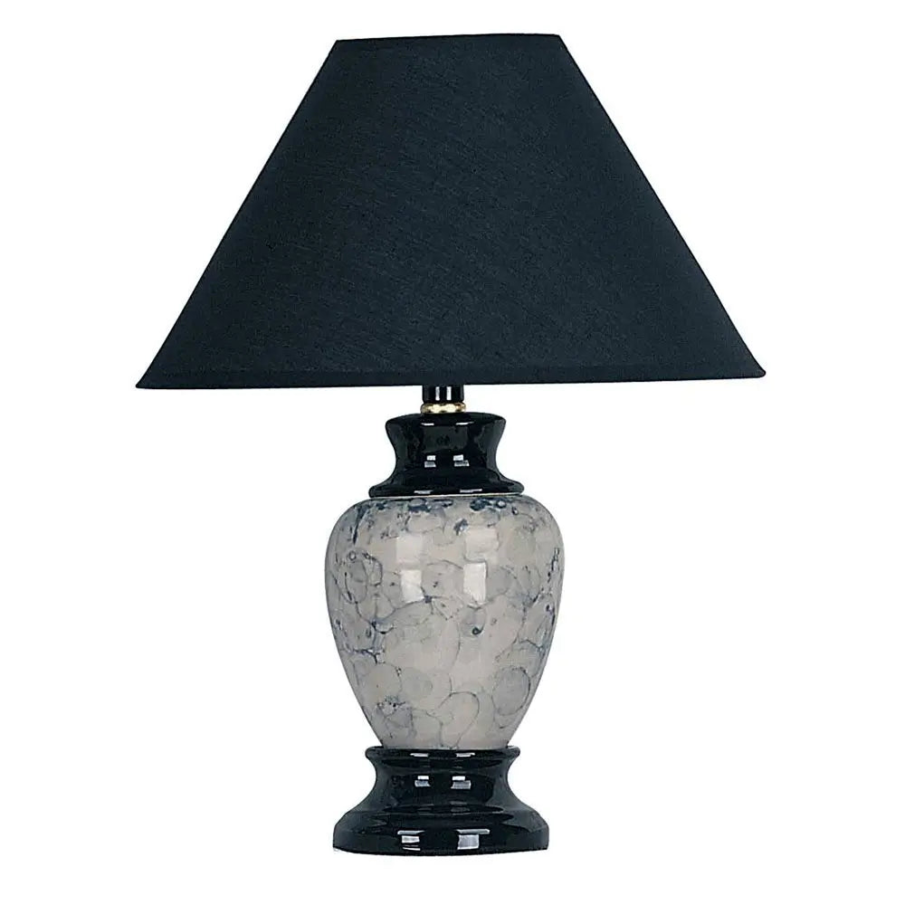 13" Black Ceramic Bedside Table Lamp With Black Shade HomeRoots