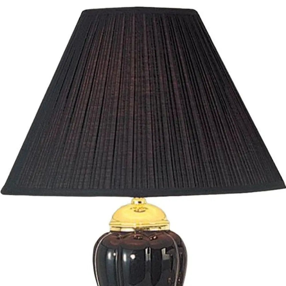 27" Black and Gold Ceramic Urn Table Lamp With Black Empire Shade HomeRoots