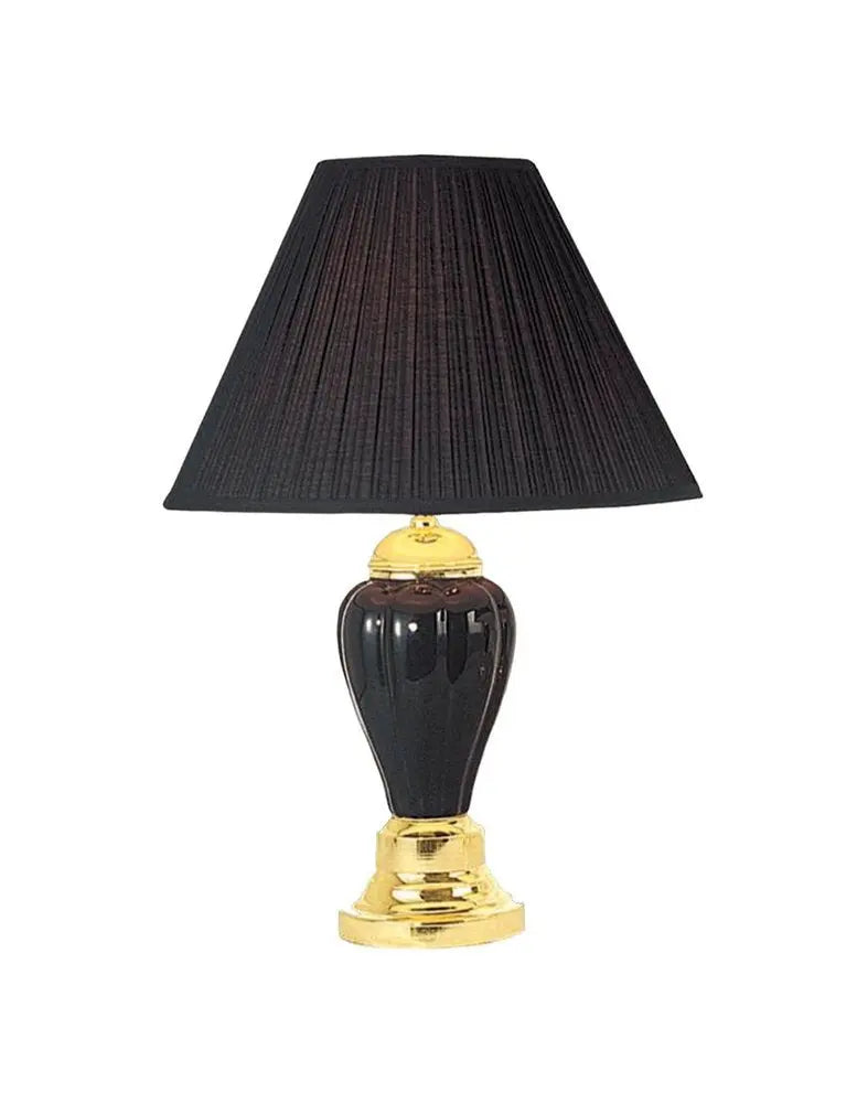 27" Black and Gold Ceramic Urn Table Lamp With Black Empire Shade HomeRoots