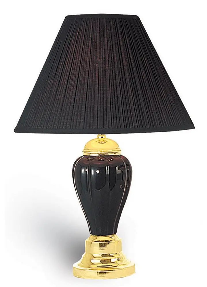 27" Black and Gold Ceramic Urn Table Lamp With Black Empire Shade HomeRoots