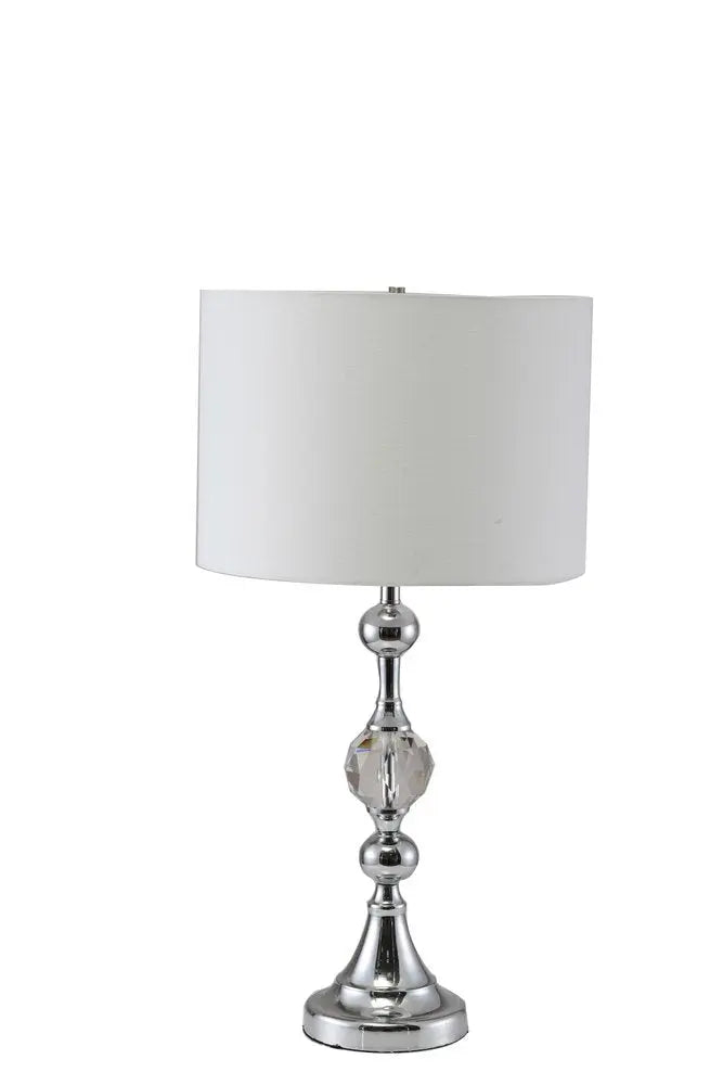 30" Silver Metal Bedside Table Lamp With White Classic Drum Shade HomeRoots