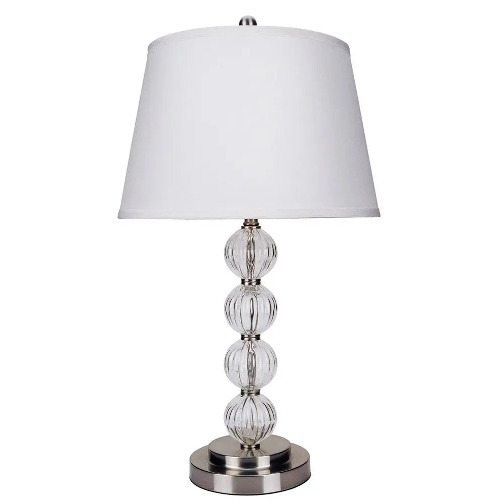 29" Silver Metal Table Lamp With White Classic Empire Shade HomeRoots