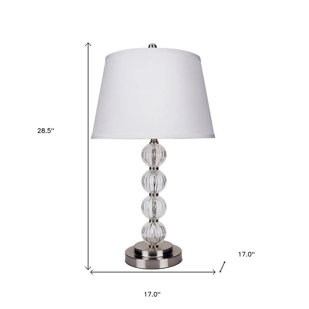 29" Silver Metal Table Lamp With White Classic Empire Shade HomeRoots