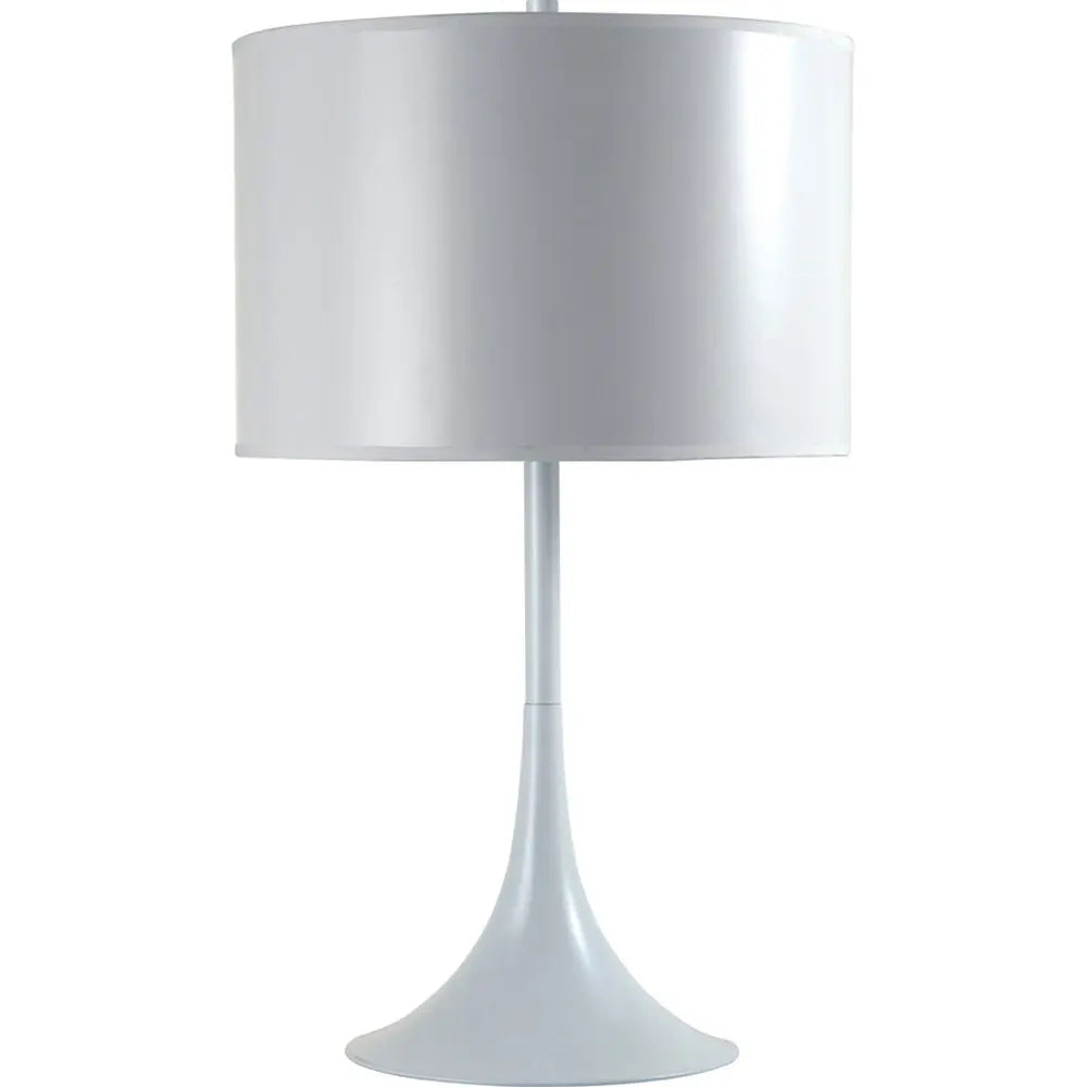 25" White Metal Table Lamp With White Classic Drum Shade HomeRoots