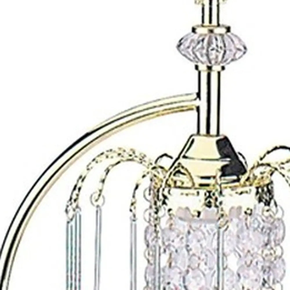 27" Gold Metal Chandelier Faux Crystal Table Lamp HomeRoots