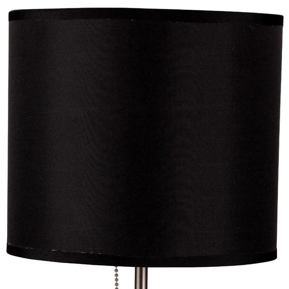 16" Silver Metal Candlestick Table Lamp With Black Classic Drum Shade HomeRoots
