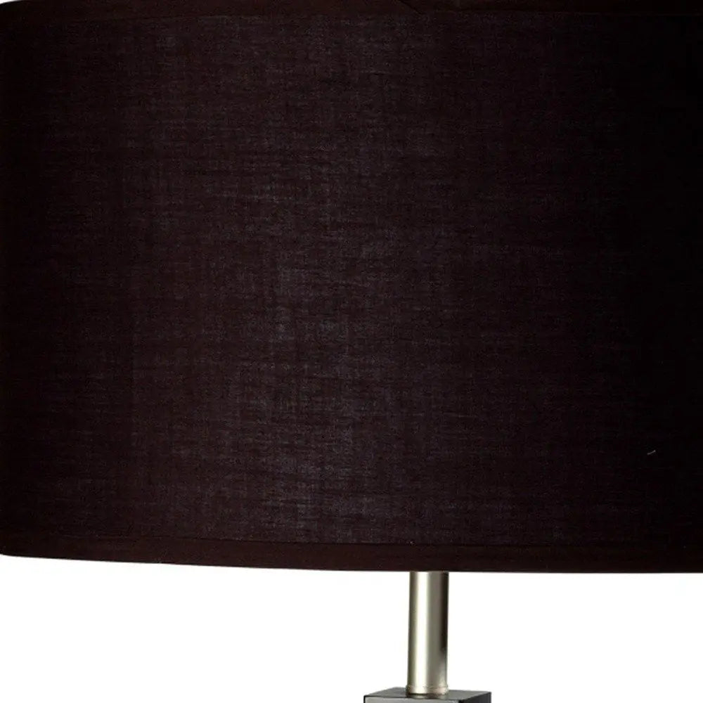 30" Black Polyresin Table Lamp With Brown Classic Drum Shade HomeRoots