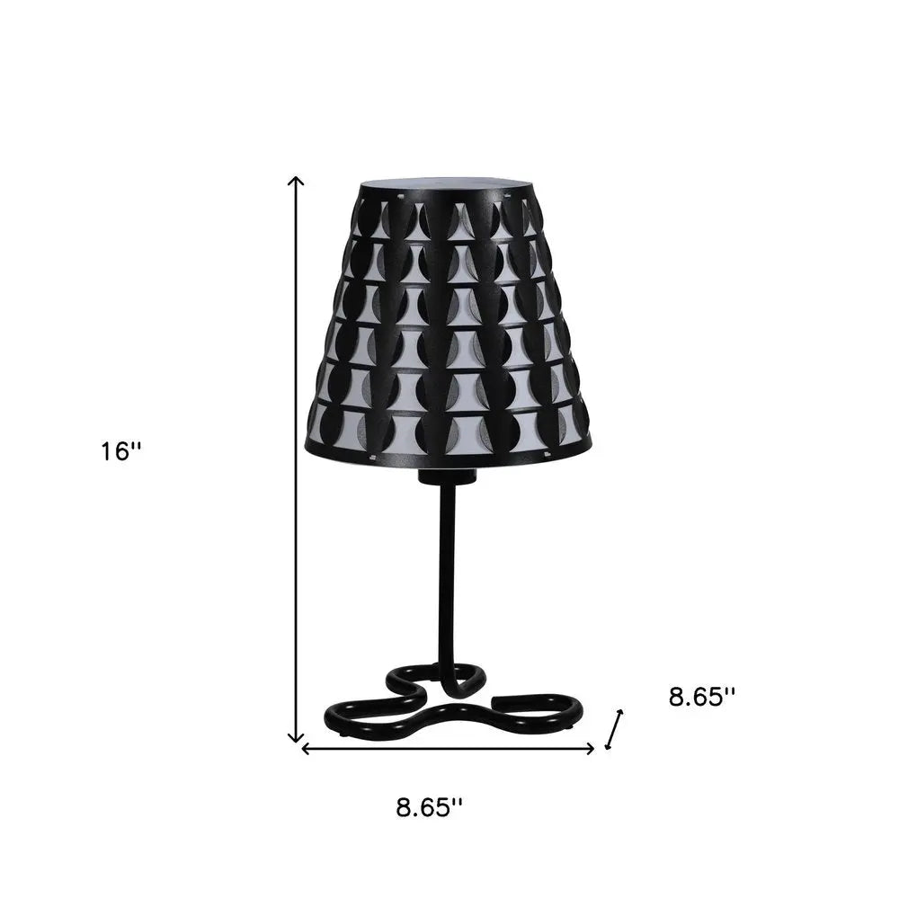 16" Black Bedside Table Lamp With Black And White Polka Dots Empire Shade HomeRoots