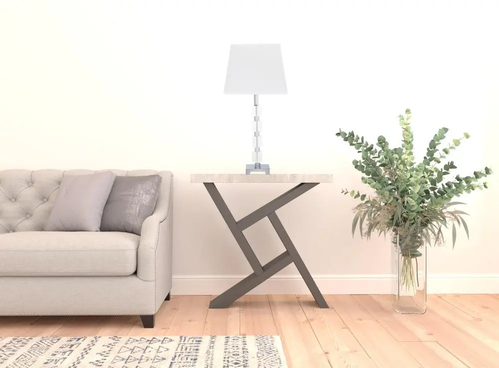 25" Crystal Geo Cubed Table Lamp With White Sharp Corner Square Tapered Shade HomeRoots