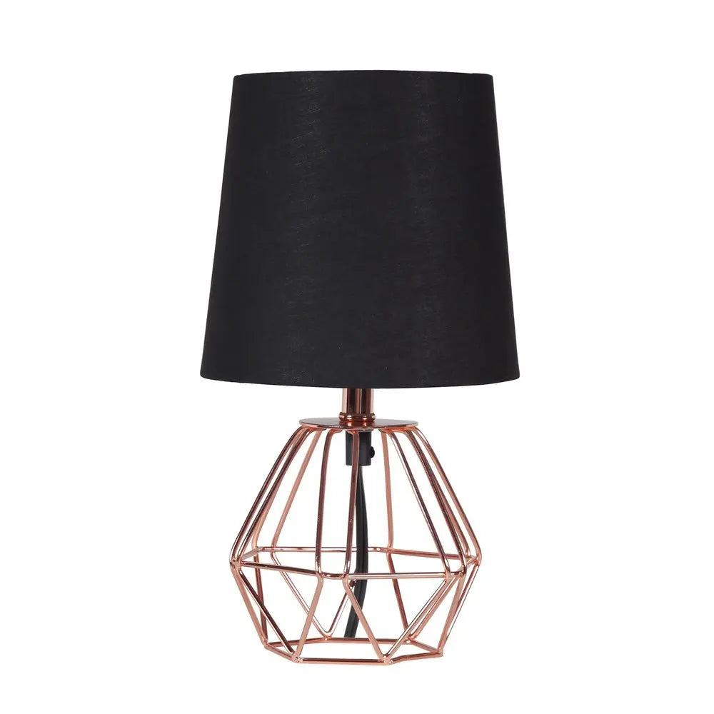 11" Copper Bedside Table Lamp With Black Empire Shade HomeRoots