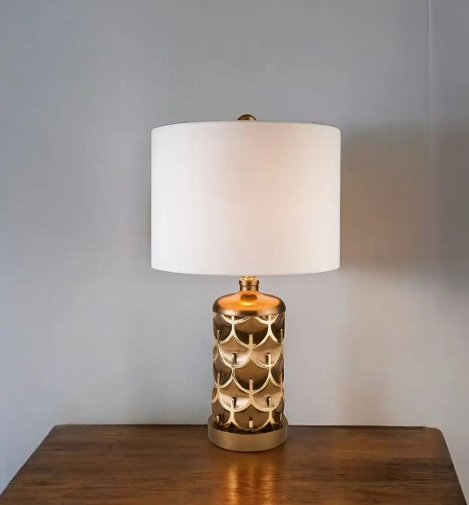 Magestic Brown and Gold Geo Table Lamp HomeRoots