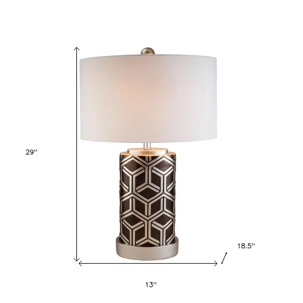 Deep Brown and Silver Geo Weave Table Lamp HomeRoots