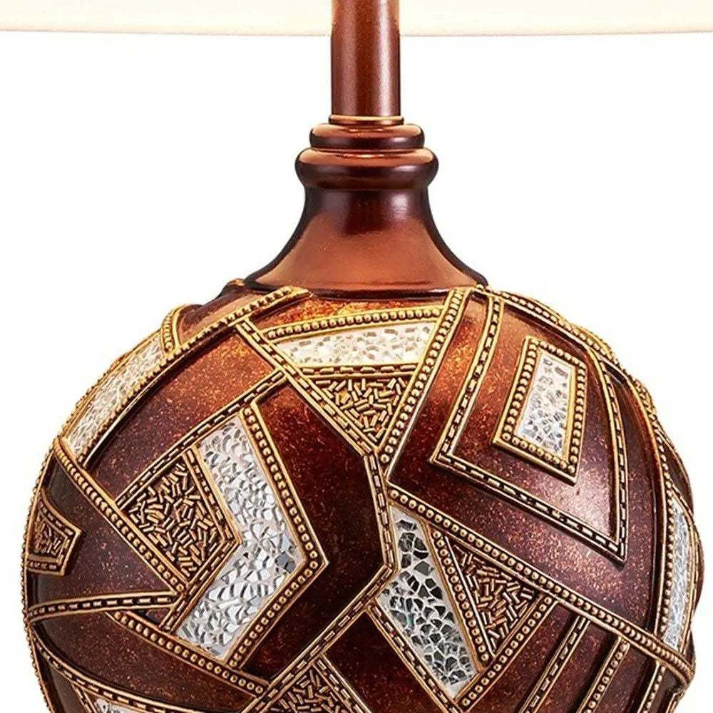 Brown Metallic Mosaic Design Table Lamp HomeRoots