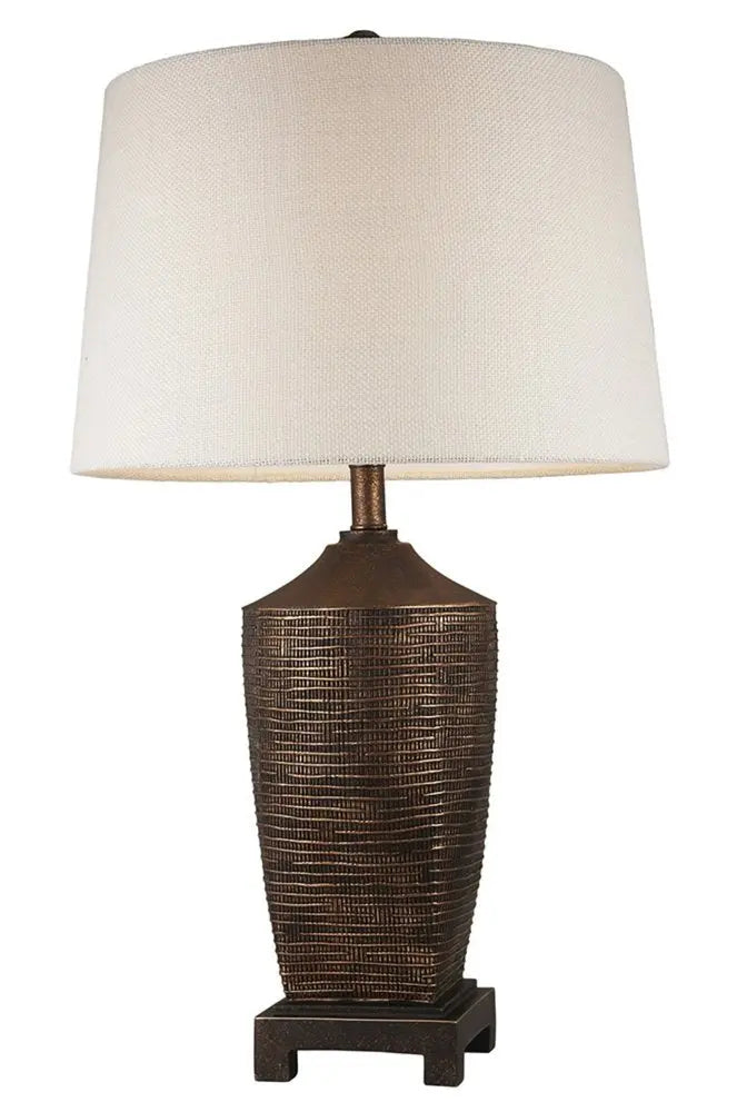 Fantastic Rustic Ribbed Bronze Table Lamp HomeRoots