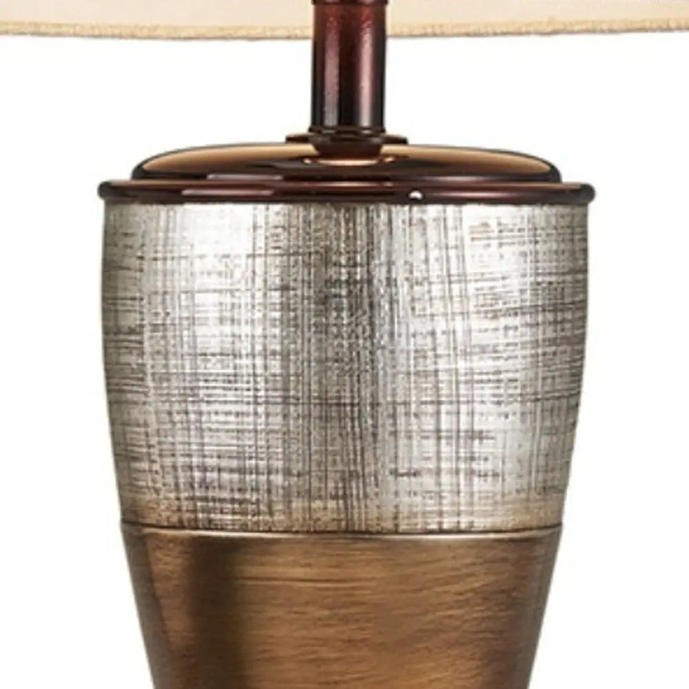 Exotic Brown and Gold Wide Stripe Table Lamp HomeRoots