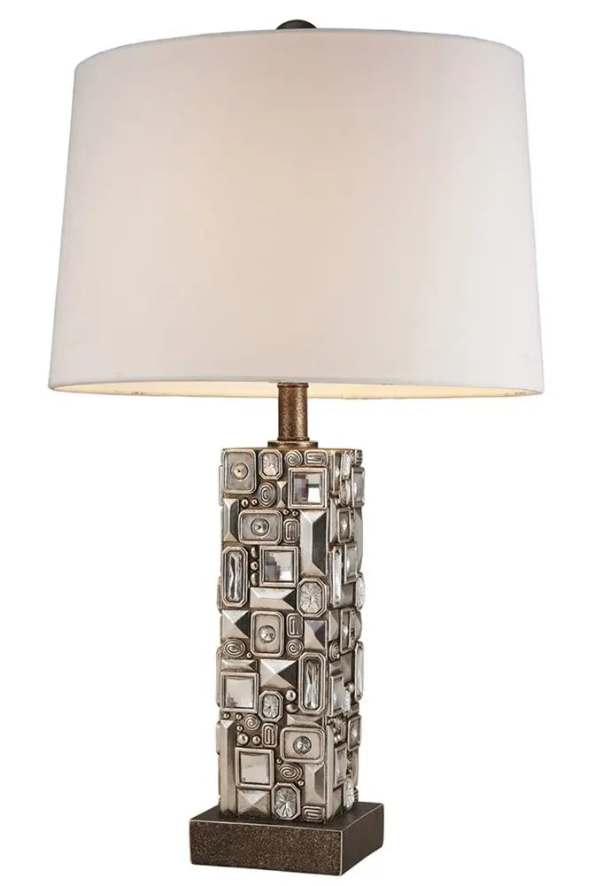 Silver Table Lamp with Abstract Mirror Design HomeRoots