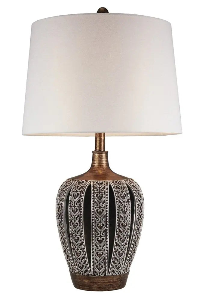 Primo Tall Brown Table Lamp with White Lamp Shade HomeRoots
