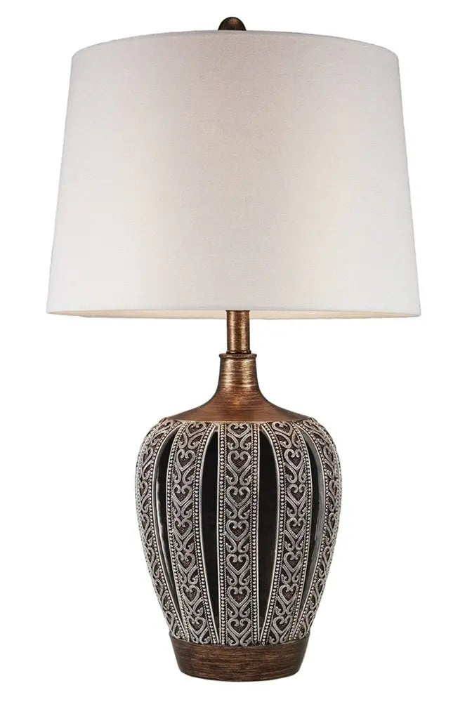 Primo Tall Brown Table Lamp with White Lamp Shade HomeRoots