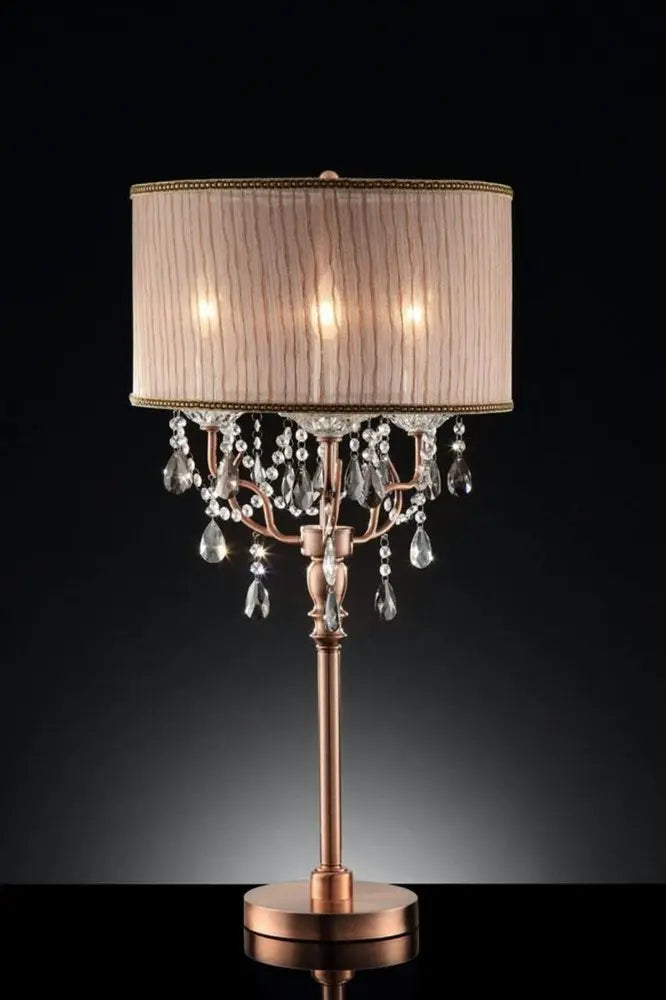 32" Clear and Rose Gold Faux Crystal Accent Table Lamp HomeRoots