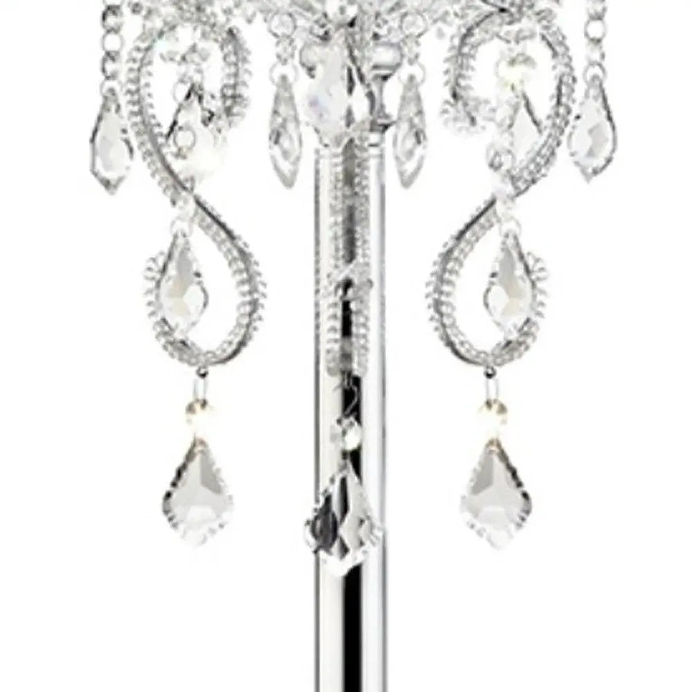 Glam Silver Faux Crystal Accent Table Lamp with See Thru Shade HomeRoots